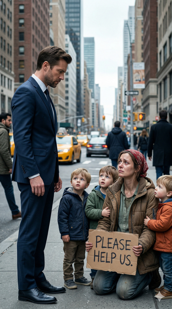 A Millionaire Saw His Ex Begging With Triplet Boys Who Looked Exactly Like Him… Then She Told the Truth