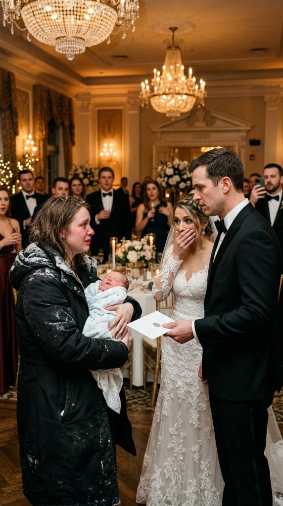 Six weeks after Mason forced me and our newborn into a whiteout, his last words still echoed in my head: “You’ll be fine. You always survive.” Now I stood at the back of his glittering wedding, my baby asleep against my chest, a sealed envelope burning in my hand. When he saw me, his smile faltered. “What are you doing here?” he hissed. I leaned in and whispered, “Giving you what you forgot… and taking what you stole.” Then the music died.